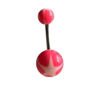 NEW - Pink/White Star Acrylic Balls Steel Belly Rings -  Banana Barbell …